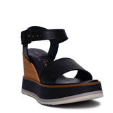 Italian Women Black Leather Sandal #0623