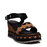 Italian Women Black Leather Sandal #0628
