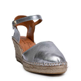 Italian Women Silver Leather Wedges #0655