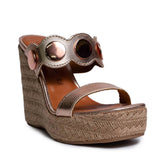 Italian Women Pink Leather Wedges #0664