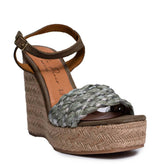 Italian Women Kaki CHAMOIS Wedges #0667