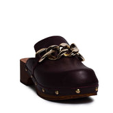 Italian Women Maroon Leather Wedges #0695