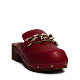 Italian Women Red Leather Wedges #0697
