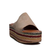 Italian Women Beige CHAMOIS Wedges #0715