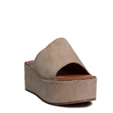Italian Women Beige CHAMOIS Wedges #0717