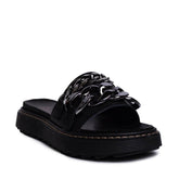 Italian Women Black Leather Slipper #0723