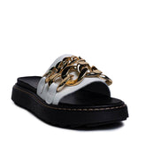 Italian Women White Leather Slipper #0724