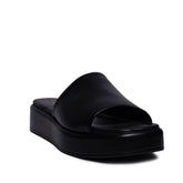 Italian Women Black Leather Slipper #0730
