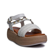 Italian Women White Leather Sandal #0734