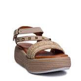 Italian Women Beige Leather Sandal #0736