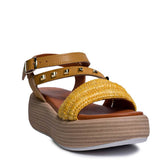 Italian Women Yellow Leather Sandal #0737