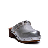 Italian Women Silver Leather Wedges #0742