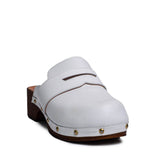 Italian Women White Leather Wedges #0752