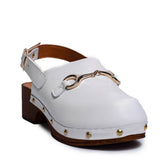 Italian Women White Leather Sandal #0758