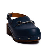 Italian Women Dark Blue Leather Sandal #0760