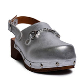 Italian Women Silver Leather Sandal #0761