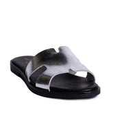Italian Women Silver Leather Slipper #0764