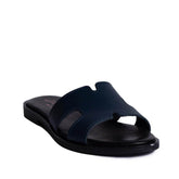 Italian Women Dark Blue Leather Slipper #0768