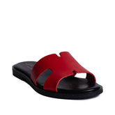Italian Women Red Leather Slipper #0771