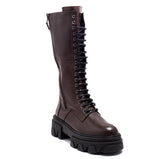 Italian Women Brown Leather Boots #0100