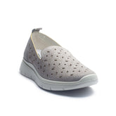 Italian Women Grey Leather Espadrilles #1027