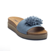 Italian Women Light Blue Chamois Slipper #1079