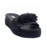 Italian Women Black Leather Slipper #1080