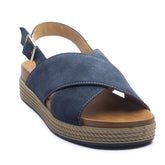 Italian Women Dark Blue Chamois Sandal #1084