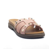 Italian Women Pink Leather Slipper #1120