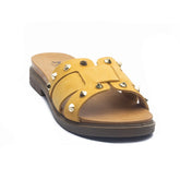 Italian Women Yellow Leather Slipper #1121