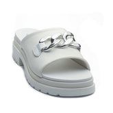 Italian Women White Leather Slipper #1129