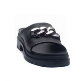 Italian Women Black Leather Slipper #1131