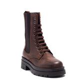 Italian Women Brown Leather Half Boot #0115
