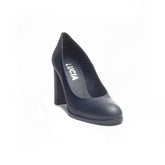 Women Dark Blue Leather Shoes #1215