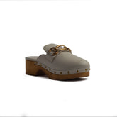 Italian Women Beige Leather Wedges #1275
