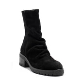 Italian Women Black Chamois Half Boot #0127