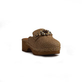 Italian Women Beige Leather Wedges #1280