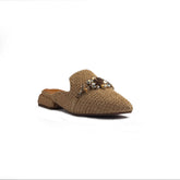 Italian Women Beige Leather Mules #1284
