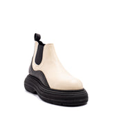 Italian Women Creamy Leather Half Boot #0132