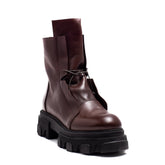 Italian Women Brown Leather Half Boot #0137