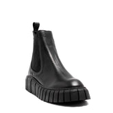 Italian Women Black Leather Half Boot #0138