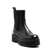 Italian Women Black Leather Half Boot #0141