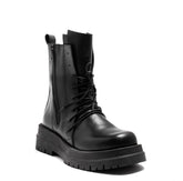 Italian Women Black Leather Half Boot #0142