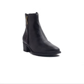 Spanish Women Black Leather Half Boot #1436