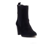 Spanish Women Black Chamois Half Boot #1465