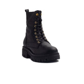 Spanish Women Black Leather Half Boot #1471