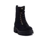 Spanish Women Black Chamois Half Boot #1473