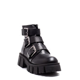 Italian Women Black Leather Half Boot #0149