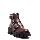 Italian Women Brown Leather Half Boot #0150