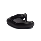 Spanish Women Black Leather Slipper #1512